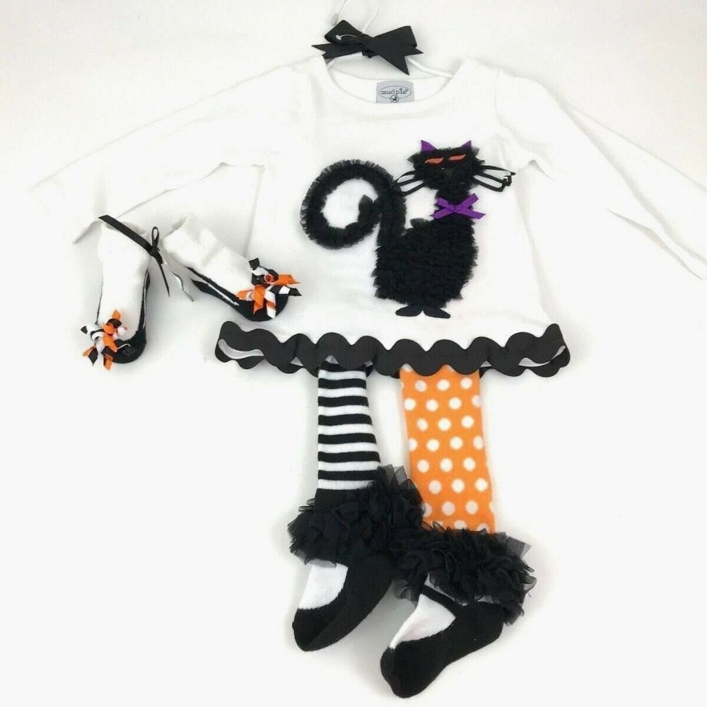 NWT Mud Pie Girls' 2 Pc Cat Outfit Halloween